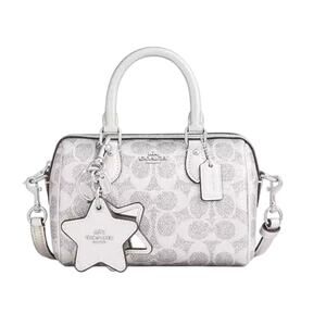 Coach Boxed Mini Rowan Crossbody Bag And Mirror Bag Charm Set Silver NWT